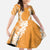 Hawaii Aloha Plumeria Lei Orange Palaka Family Matching Off The Shoulder Long Sleeve Dress and Hawaiian Shirt - Polynesian Pride