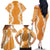 Hawaii Aloha Plumeria Lei Orange Palaka Family Matching Off The Shoulder Long Sleeve Dress and Hawaiian Shirt - Polynesian Pride