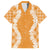 Hawaii Aloha Plumeria Lei Orange Palaka Family Matching Off The Shoulder Long Sleeve Dress and Hawaiian Shirt - Polynesian Pride