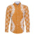 Hawaii Aloha Plumeria Lei Orange Palaka Family Matching Off The Shoulder Long Sleeve Dress and Hawaiian Shirt - Polynesian Pride