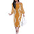 Hawaii Aloha Plumeria Lei Orange Palaka Family Matching Off The Shoulder Long Sleeve Dress and Hawaiian Shirt - Polynesian Pride