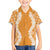 Hawaii Aloha Plumeria Lei Orange Palaka Family Matching Off The Shoulder Long Sleeve Dress and Hawaiian Shirt - Polynesian Pride