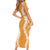 Hawaii Aloha Plumeria Lei Orange Palaka Family Matching Short Sleeve Bodycon Dress and Hawaiian Shirt - Polynesian Pride