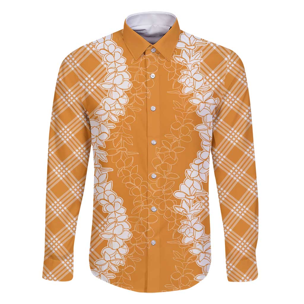 Hawaii Aloha Plumeria Lei Orange Palaka Family Matching Summer Maxi Dress and Hawaiian Shirt - Polynesian Pride