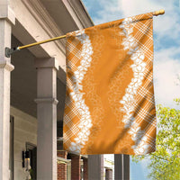 Hawaii Aloha Plumeria Lei Orange Palaka Garden Flag - Polynesian Pride