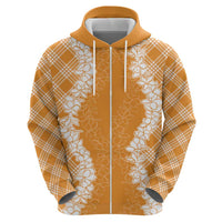Hawaii Aloha Plumeria Lei Orange Palaka Hoodie - Polynesian Pride