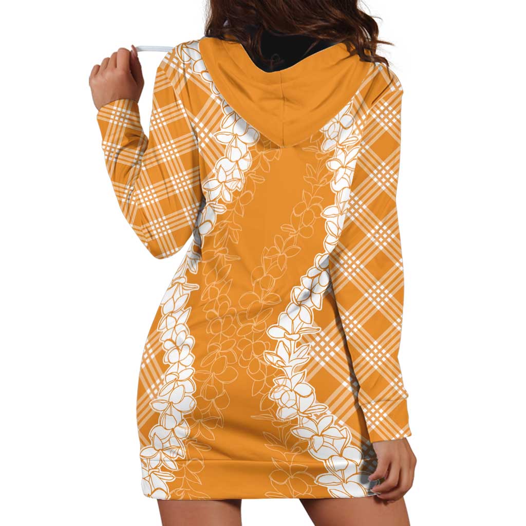 Hawaii Aloha Plumeria Lei Orange Palaka Hoodie Dress - Polynesian Pride