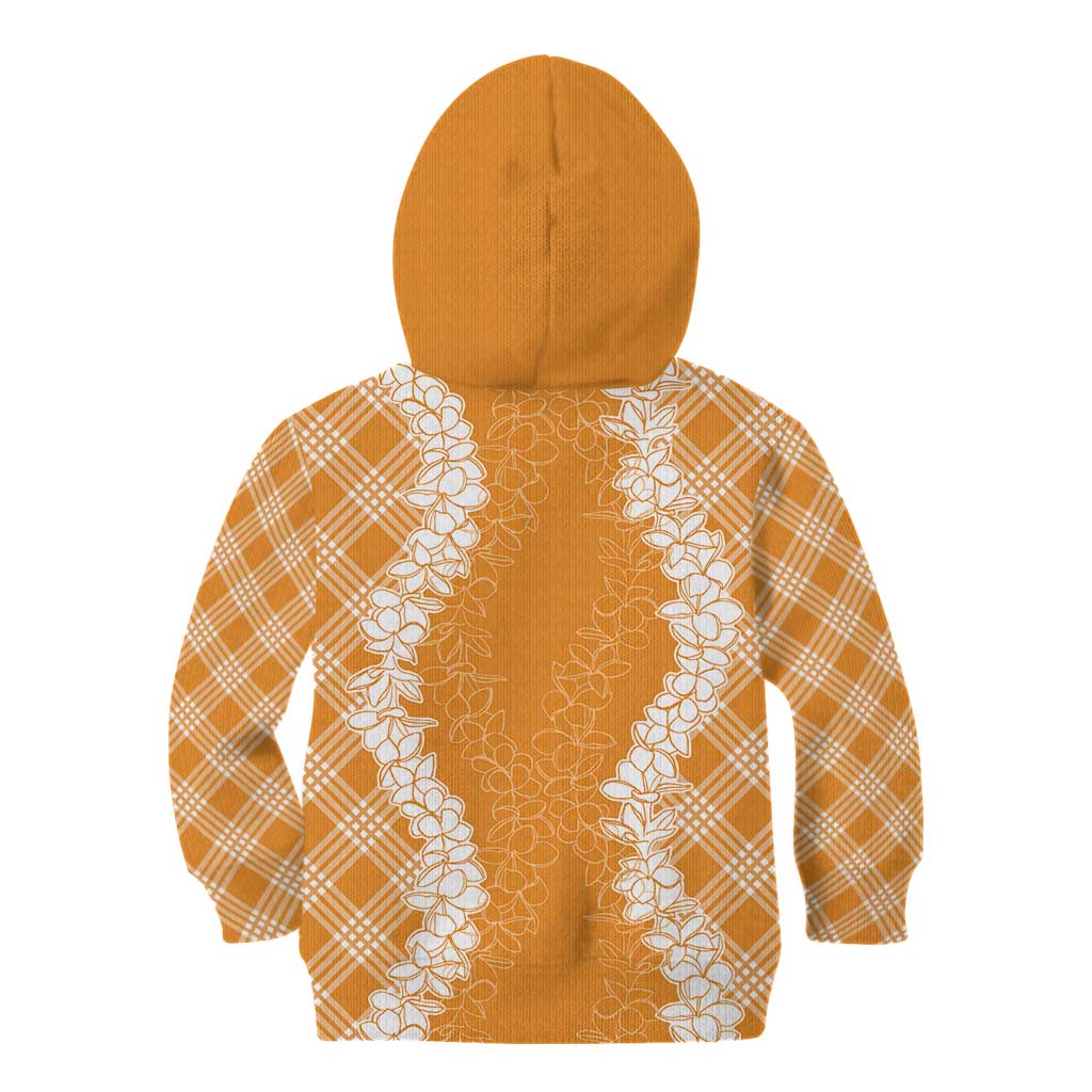 Hawaii Aloha Plumeria Lei Orange Palaka Kid Hoodie - Polynesian Pride