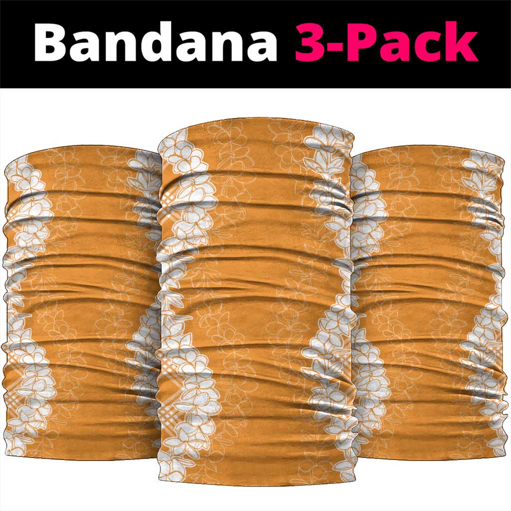 Hawaii Aloha Plumeria Lei Orange Palaka Neck Gaiter - Polynesian Pride