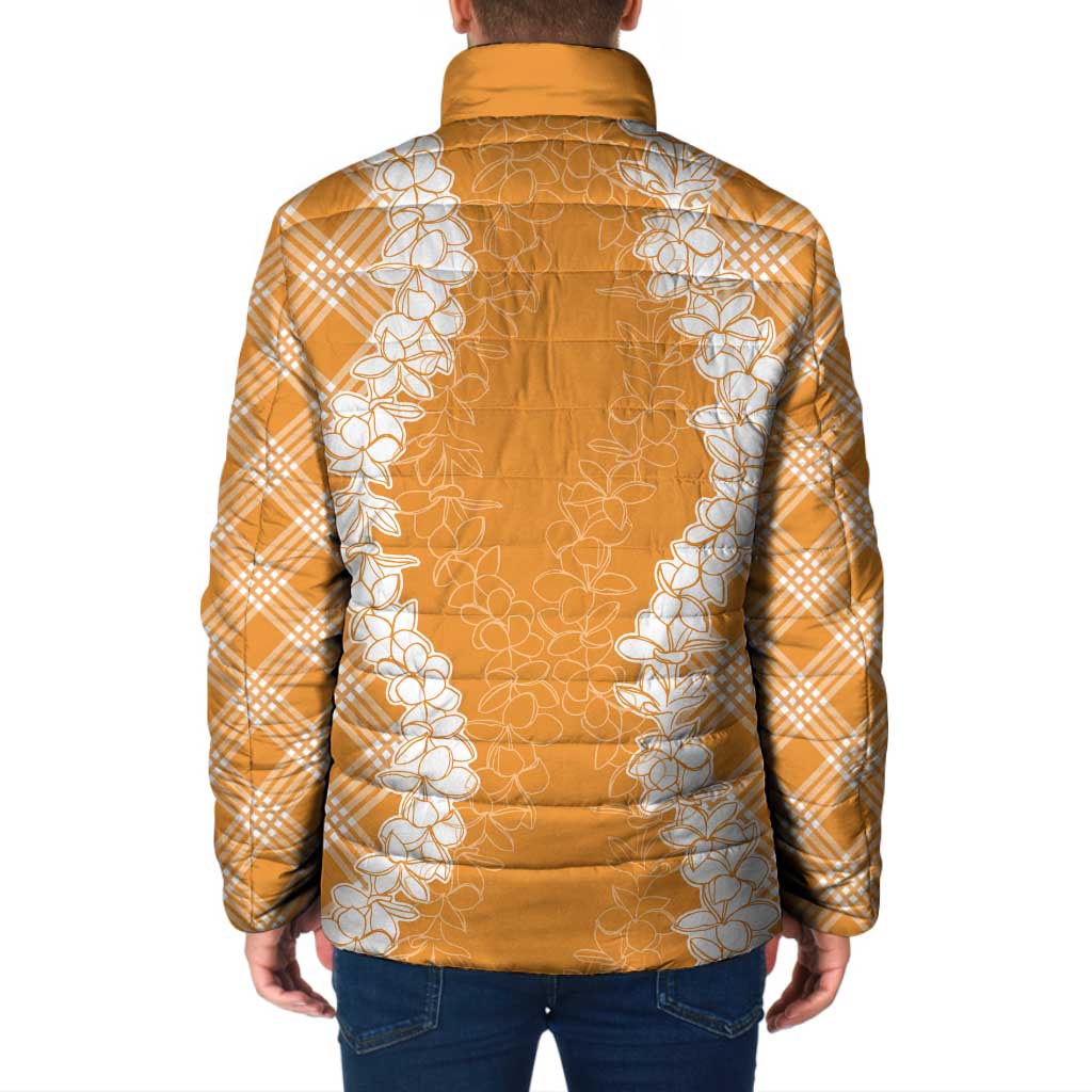 Hawaii Aloha Plumeria Lei Orange Palaka Padded Jacket LT7 - Polynesian Pride