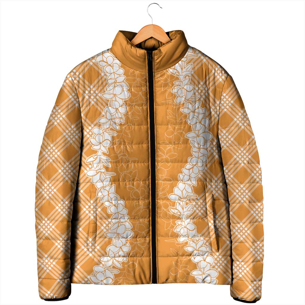 Hawaii Aloha Plumeria Lei Orange Palaka Padded Jacket LT7 - Polynesian Pride