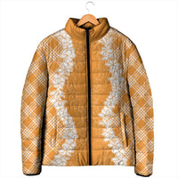 Hawaii Aloha Plumeria Lei Orange Palaka Padded Jacket LT7 - Polynesian Pride