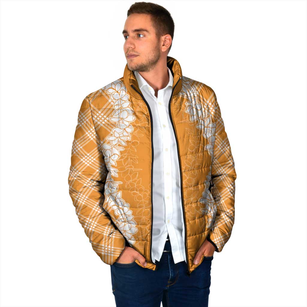 Hawaii Aloha Plumeria Lei Orange Palaka Padded Jacket LT7 - Polynesian Pride