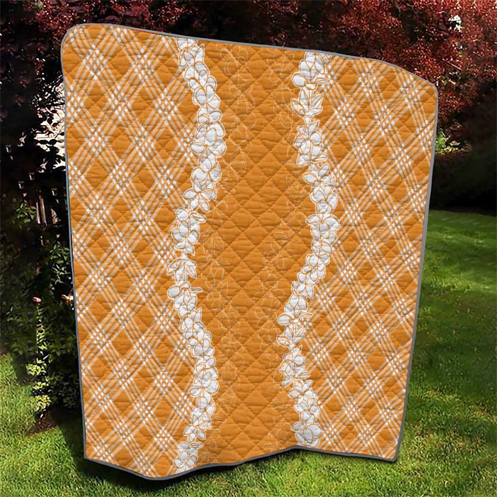 Hawaii Aloha Plumeria Lei Orange Palaka Quilt - Polynesian Pride