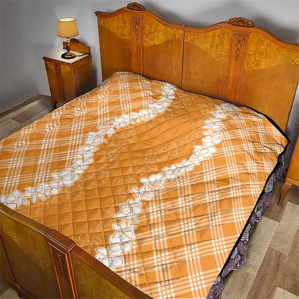 Hawaii Aloha Plumeria Lei Orange Palaka Quilt - Polynesian Pride