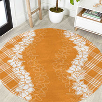 Hawaii Aloha Plumeria Lei Orange Palaka Round Carpet LT7 Orange - Polynesian Pride