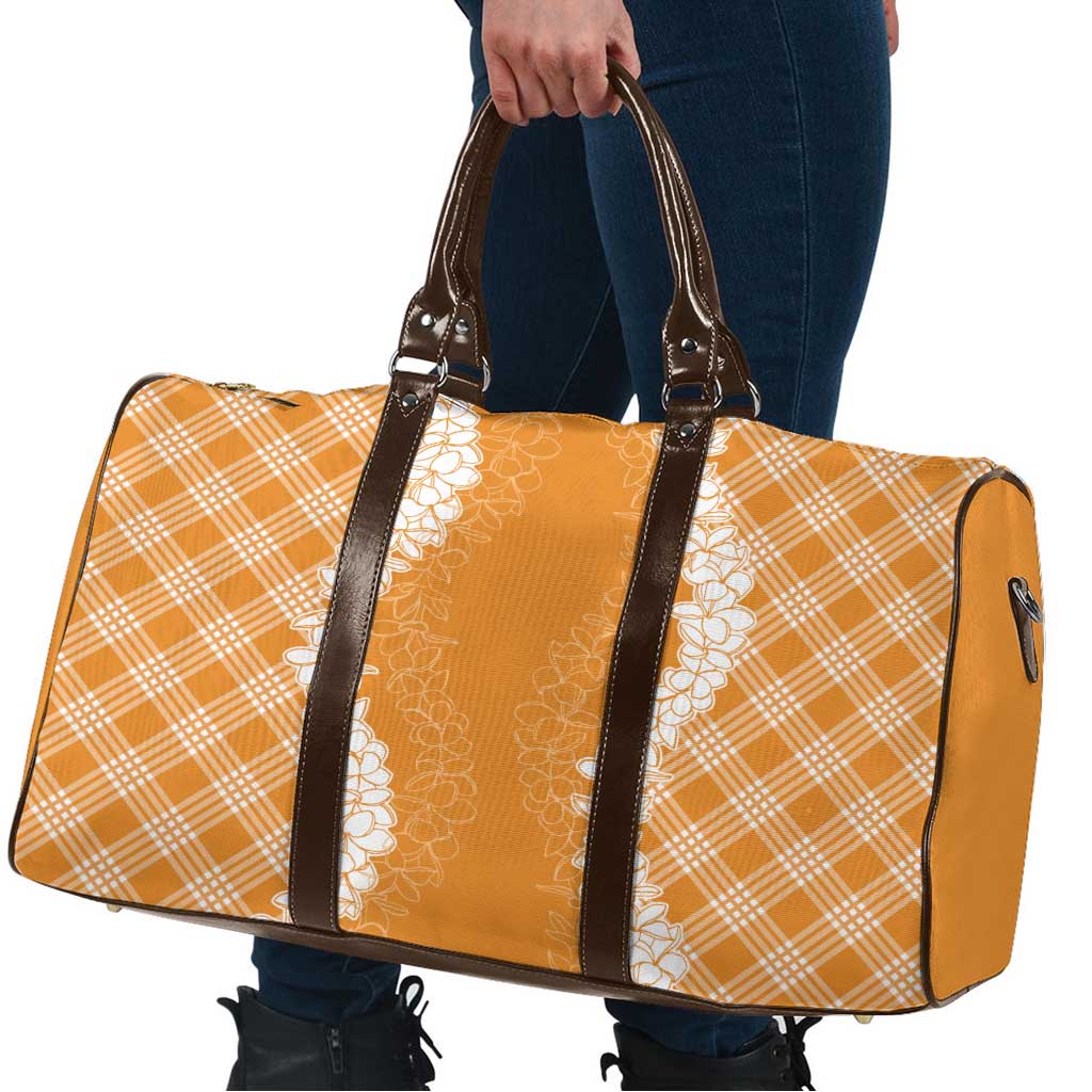 Hawaii Aloha Plumeria Lei Orange Palaka Travel Bag - Polynesian Pride