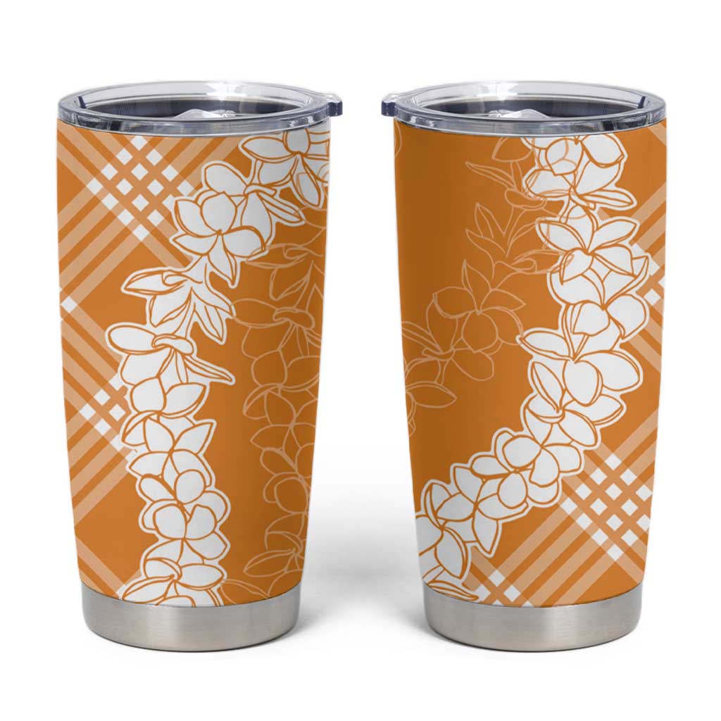 Hawaii Aloha Plumeria Lei Orange Palaka Tumbler Cup - Polynesian Pride