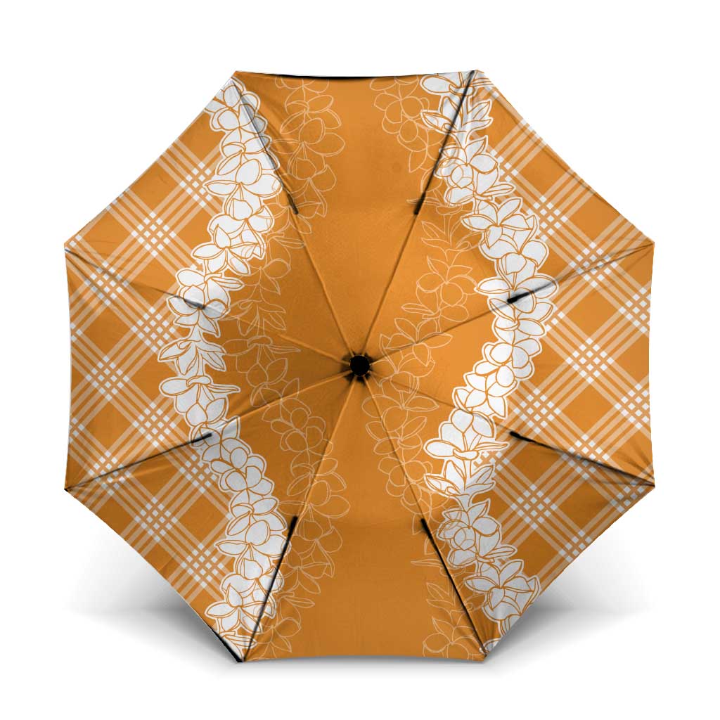 Hawaii Aloha Plumeria Lei Orange Palaka Umbrella - Polynesian Pride