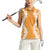 Hawaii Aloha Plumeria Lei Orange Palaka Women Sleeveless Polo Shirt - Polynesian Pride