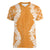 Hawaii Aloha Plumeria Lei Orange Palaka Women V-Neck T-Shirt - Polynesian Pride