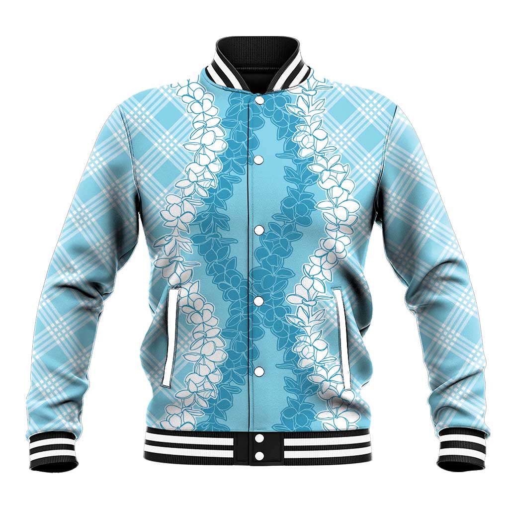 Hawaii Aloha Plumeria Lei Turquoise Palaka Baseball Jacket LT7 Unisex Turquoise - Polynesian Pride