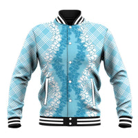 Hawaii Aloha Plumeria Lei Turquoise Palaka Baseball Jacket LT7 Unisex Turquoise - Polynesian Pride