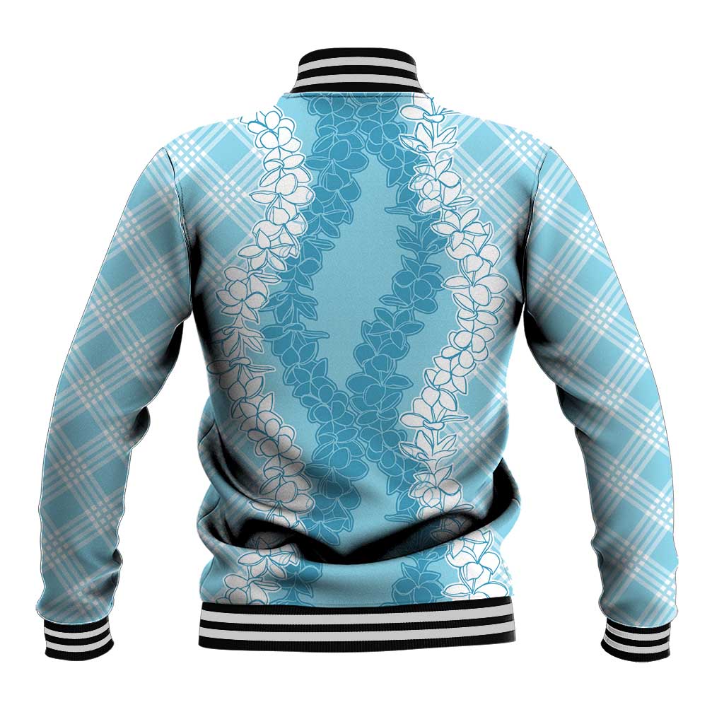 Hawaii Aloha Plumeria Lei Turquoise Palaka Baseball Jacket LT7 - Polynesian Pride