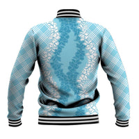 Hawaii Aloha Plumeria Lei Turquoise Palaka Baseball Jacket LT7 - Polynesian Pride