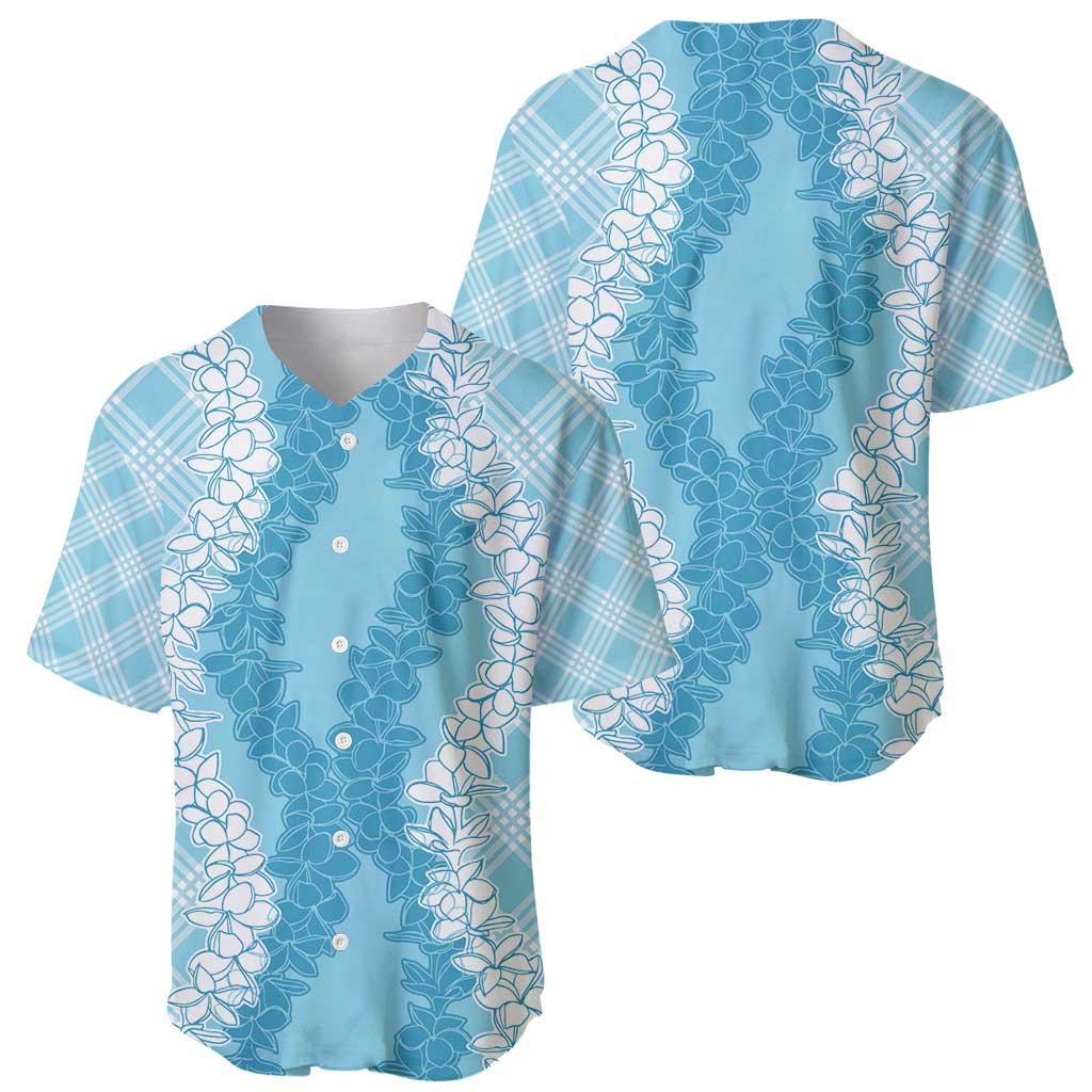 Hawaii Aloha Plumeria Lei Turquoise Palaka Baseball Jersey - Polynesian Pride