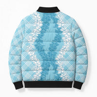 Hawaii Aloha Plumeria Lei Turquoise Palaka Bomber Puffer Jacket LT7 - Polynesian Pride