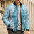 Hawaii Aloha Plumeria Lei Turquoise Palaka Bomber Puffer Jacket - Polynesian Pride