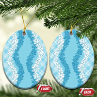 Hawaii Aloha Plumeria Lei Turquoise Palaka Ceramic Ornament - Polynesian Pride