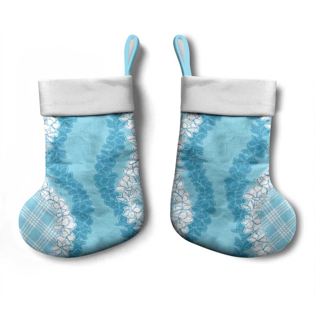 Hawaii Aloha Plumeria Lei Turquoise Palaka Christmas Stocking - Polynesian Pride