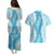 Hawaii Aloha Plumeria Lei Turquoise Palaka Couples Matching Puletasi and Hawaiian Shirt - Polynesian Pride