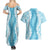 Hawaii Aloha Plumeria Lei Turquoise Palaka Couples Matching Summer Maxi Dress and Hawaiian Shirt - Polynesian Pride