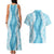 Hawaii Aloha Plumeria Lei Turquoise Palaka Couples Matching Tank Maxi Dress and Hawaiian Shirt - Polynesian Pride