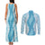 Hawaii Aloha Plumeria Lei Turquoise Palaka Couples Matching Tank Maxi Dress and Long Sleeve Button Shirt - Polynesian Pride