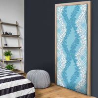 Hawaii Aloha Plumeria Lei Turquoise Palaka Door Cover - Polynesian Pride