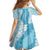 Hawaii Aloha Plumeria Lei Turquoise Palaka Family Matching Off The Shoulder Long Sleeve Dress and Hawaiian Shirt - Polynesian Pride