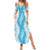 Hawaii Aloha Plumeria Lei Turquoise Palaka Family Matching Summer Maxi Dress and Hawaiian Shirt - Polynesian Pride
