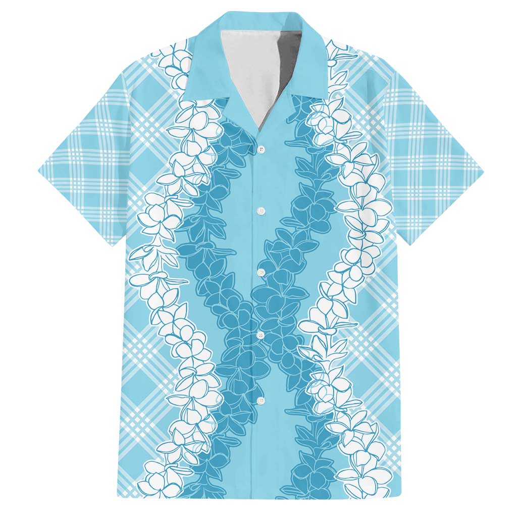 Hawaii Aloha Plumeria Lei Turquoise Palaka Family Matching Tank Maxi Dress and Hawaiian Shirt - Polynesian Pride