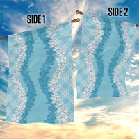 Hawaii Aloha Plumeria Lei Turquoise Palaka Garden Flag - Polynesian Pride