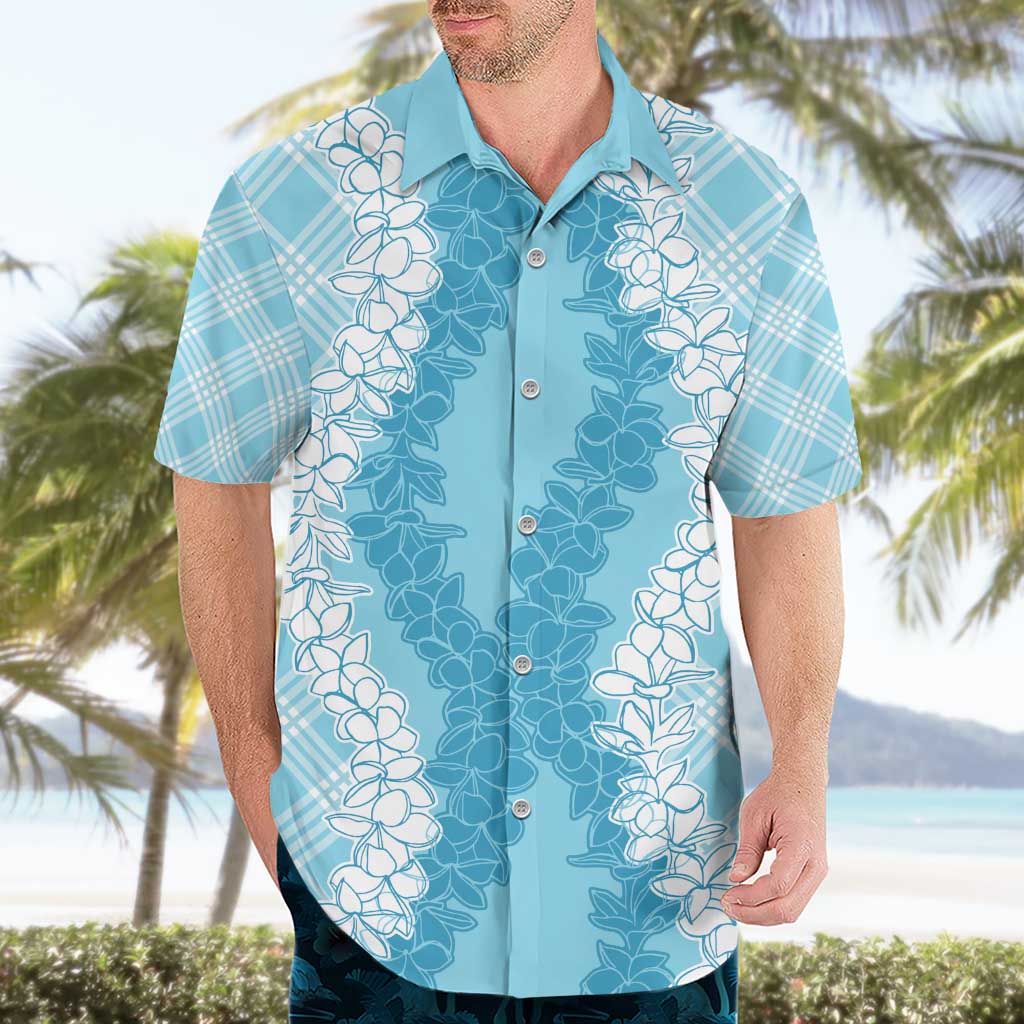 Hawaii Aloha Plumeria Lei Turquoise Palaka Hawaiian Shirt - Polynesian Pride