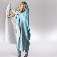 Hawaii Aloha Plumeria Lei Turquoise Palaka Hooded Blanket - Polynesian Pride