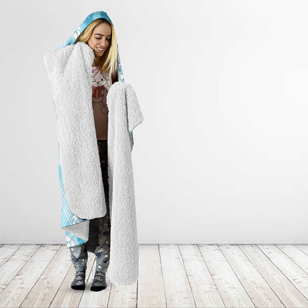 Hawaii Aloha Plumeria Lei Turquoise Palaka Hooded Blanket - Polynesian Pride