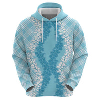 Hawaii Aloha Plumeria Lei Turquoise Palaka Hoodie - Polynesian Pride