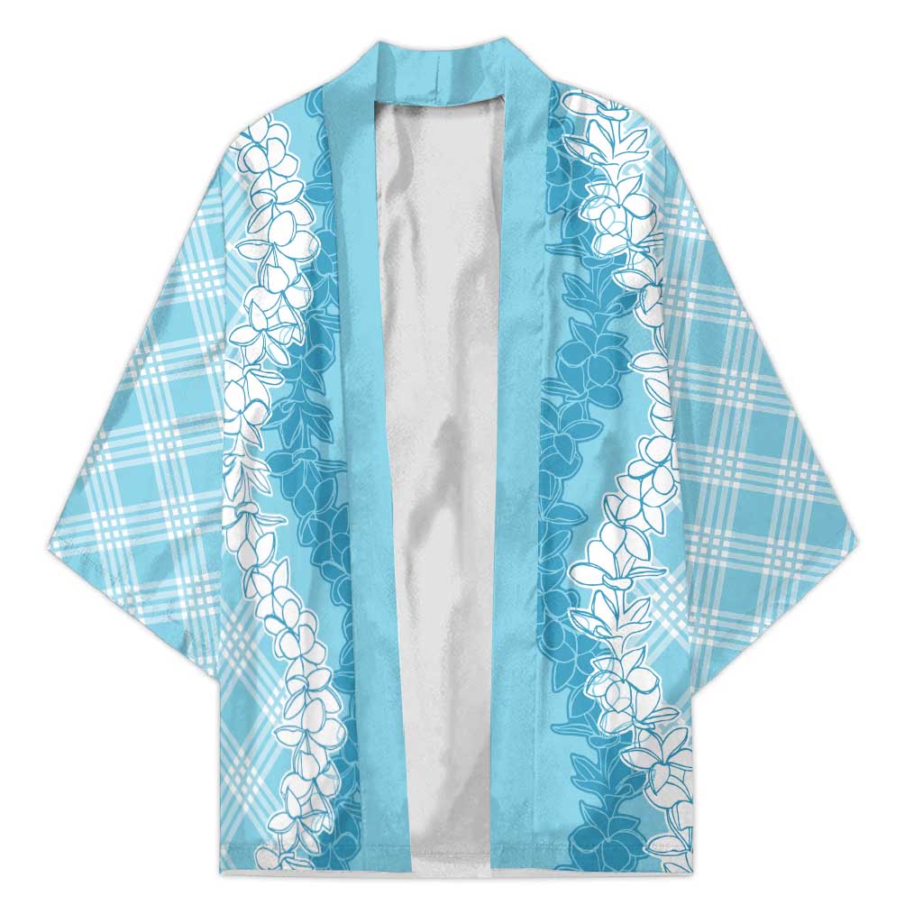 Hawaii Aloha Plumeria Lei Turquoise Palaka Kimono - Polynesian Pride