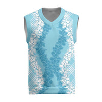 Hawaii Aloha Plumeria Lei Turquoise Palaka Christmas Knitted V-Neck Vest - Polynesian Pride