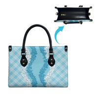 Hawaii Aloha Plumeria Lei Turquoise Palaka Leather Bag - Polynesian Pride